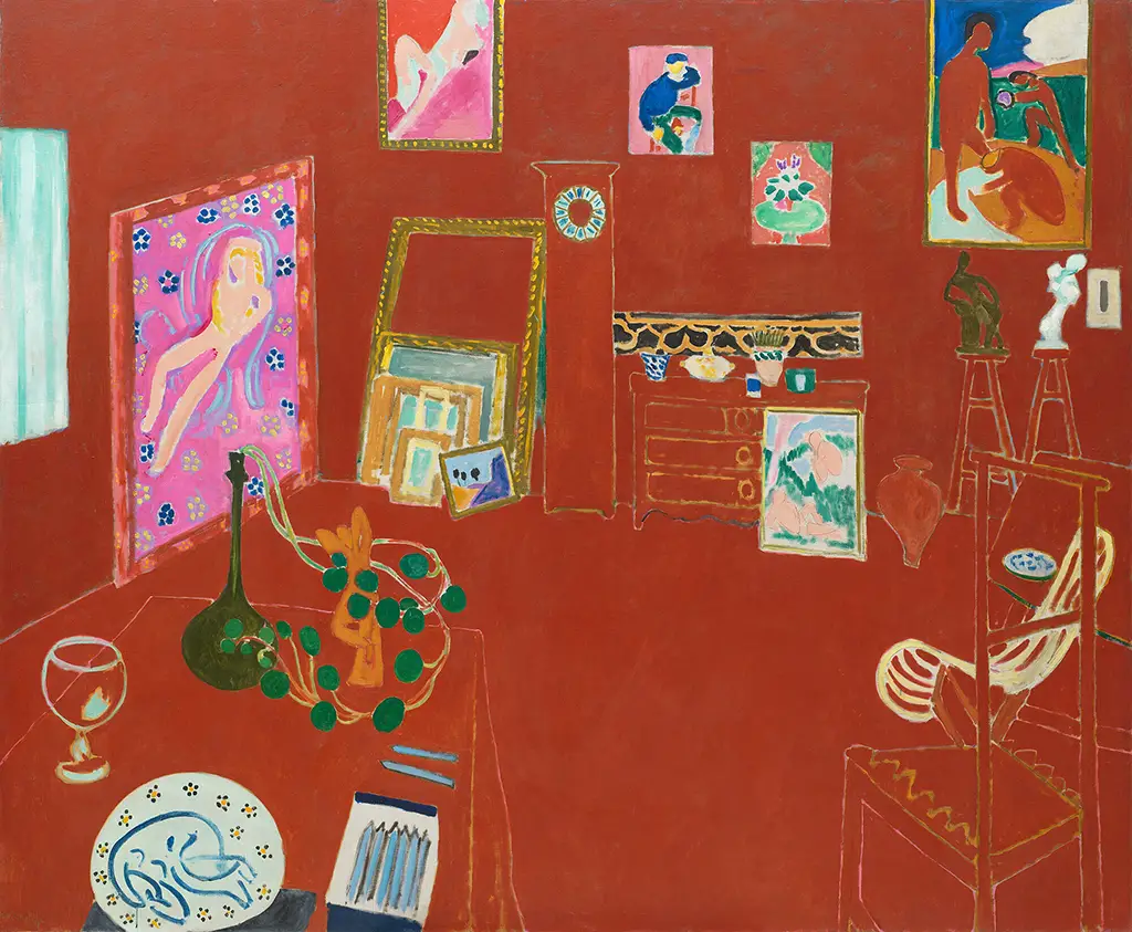 L'Atelier Rouge (The Red Studio) in Detail Henri Matisse